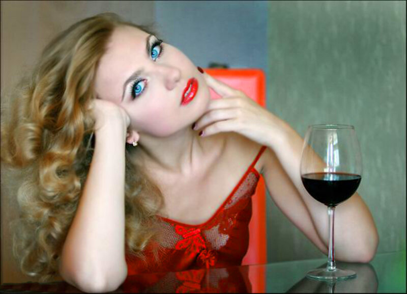 Woman with Red Dress — Contemplative