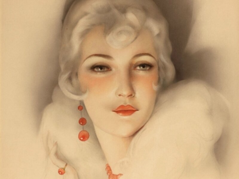Woman with Red Earrings — Beige