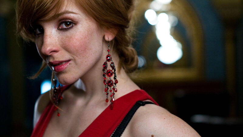 Woman with Red Earrings — Dramatic, Photograph