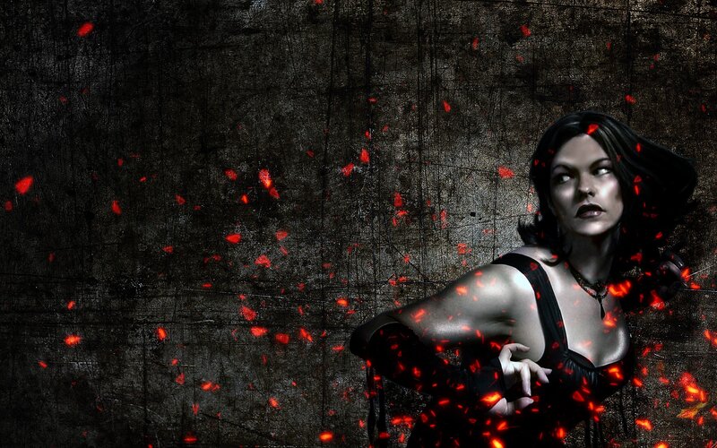 woman with red embers