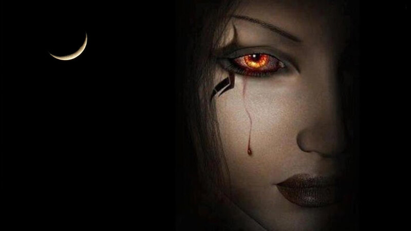 Woman with Red Eye — Black, Dramatic