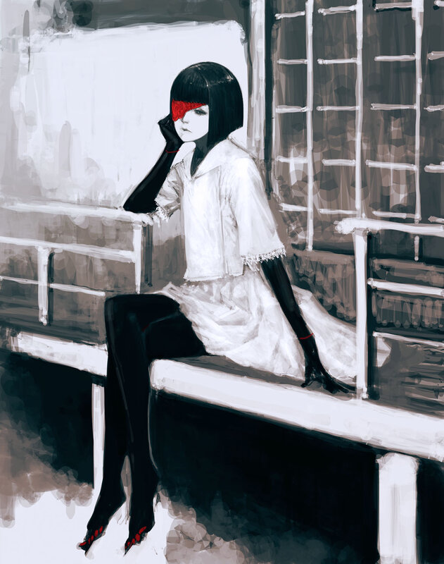 Woman with Red Eye Patch