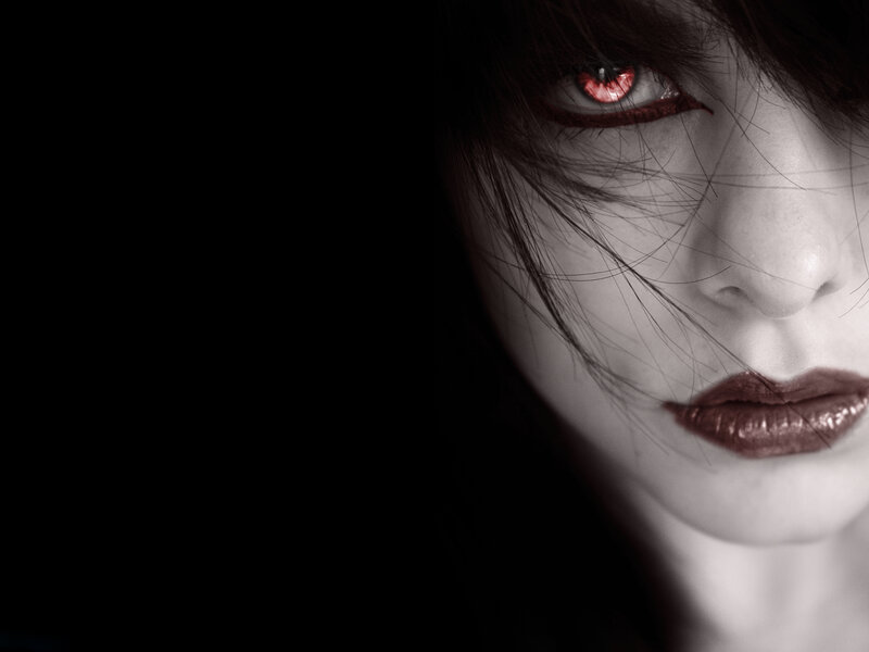 woman with red eyes