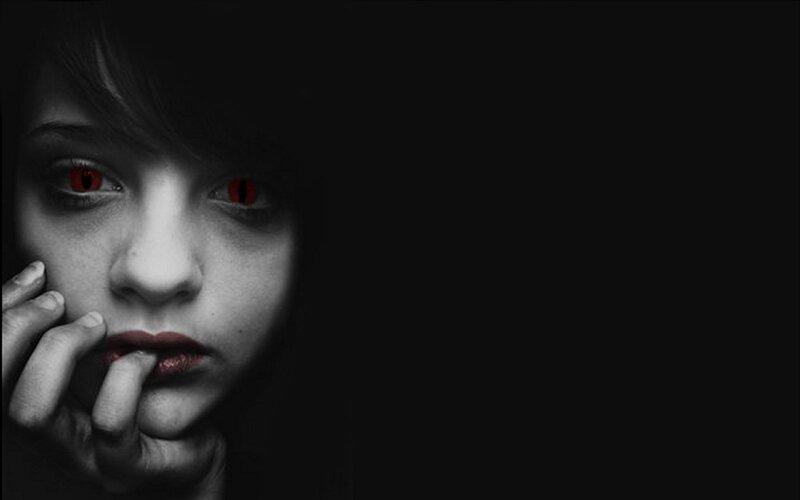 woman with red eyes