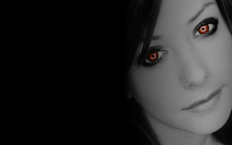 woman with red eyes