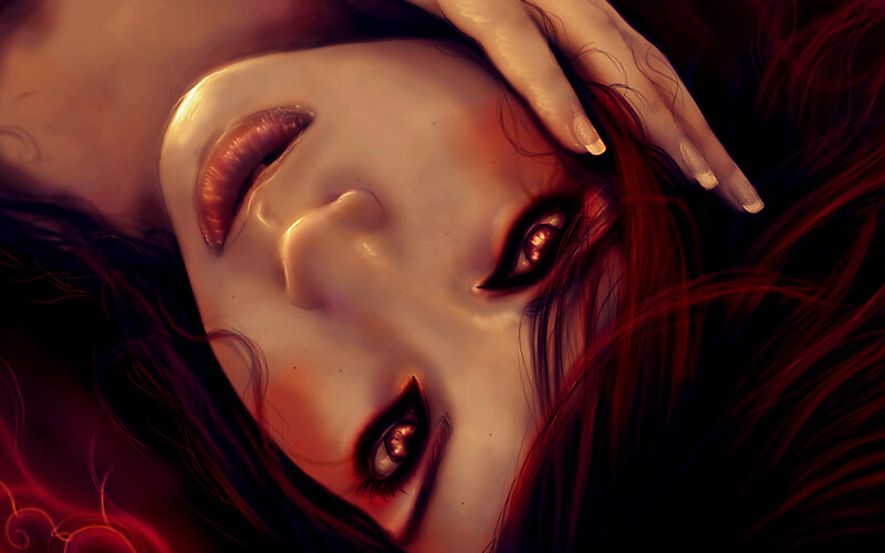 woman with red eyes