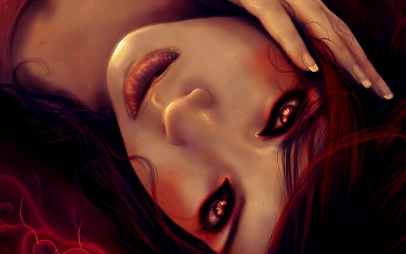 woman with red eyes