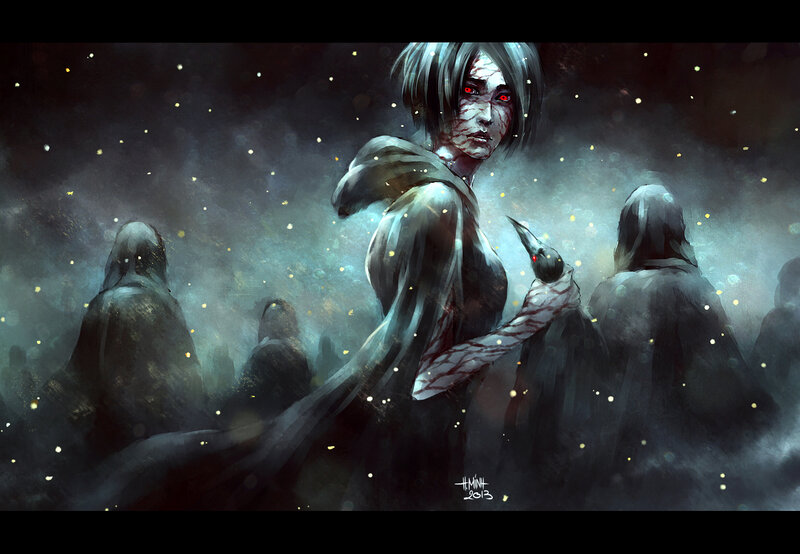 Woman with Red Eyes — Black, Dramatic, Dark