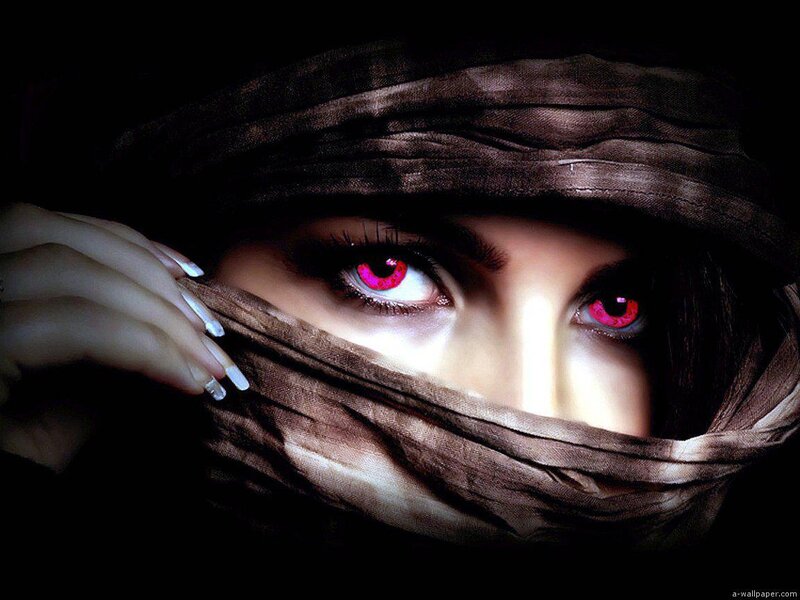 Woman with Red Eyes — Black, Dramatic