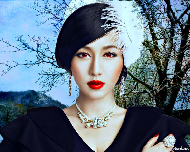 Woman with Red Eyes — Black, Dramatic, Winter