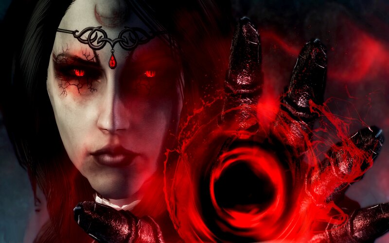 Woman with Red Eyes — Dark, Dramatic, Digital Art