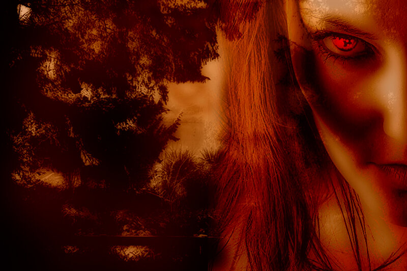 Woman with Red Eyes — Dark, Ominous