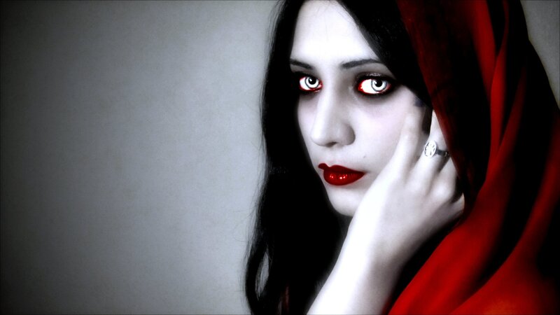 Woman with Red Eyes — Dramatic, Digital Art, Red Hood