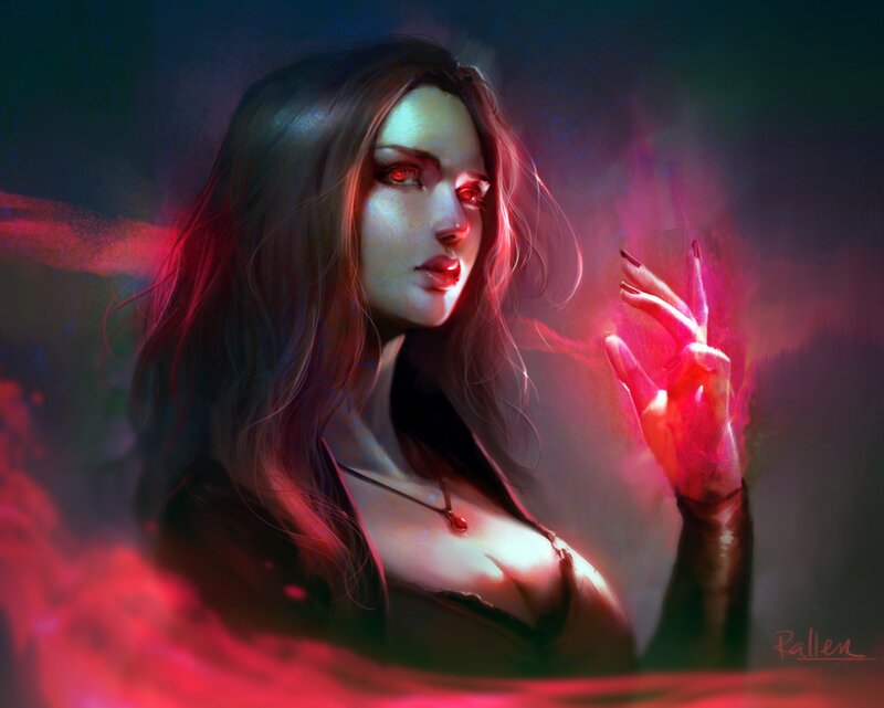 Woman with Red Eyes — Dramatic, Night, Digital Art, Red Light