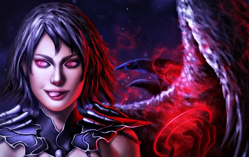 Woman with Red Eyes — Dramatic, Night