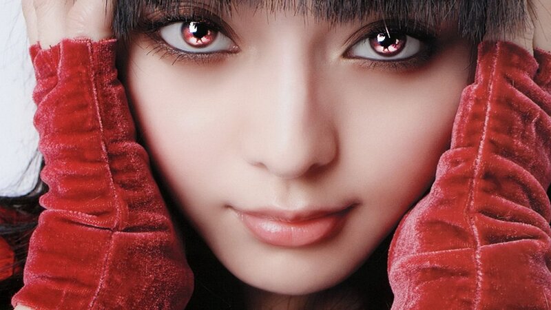 Woman with Red Eyes — Dramatic, Photograph, Red Gloves