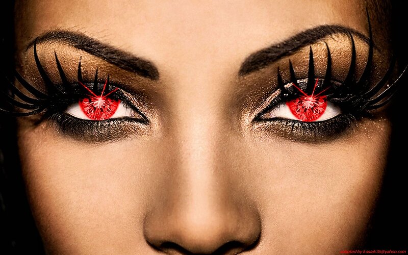 Woman with Red Eyes — Dramatic, Photograph