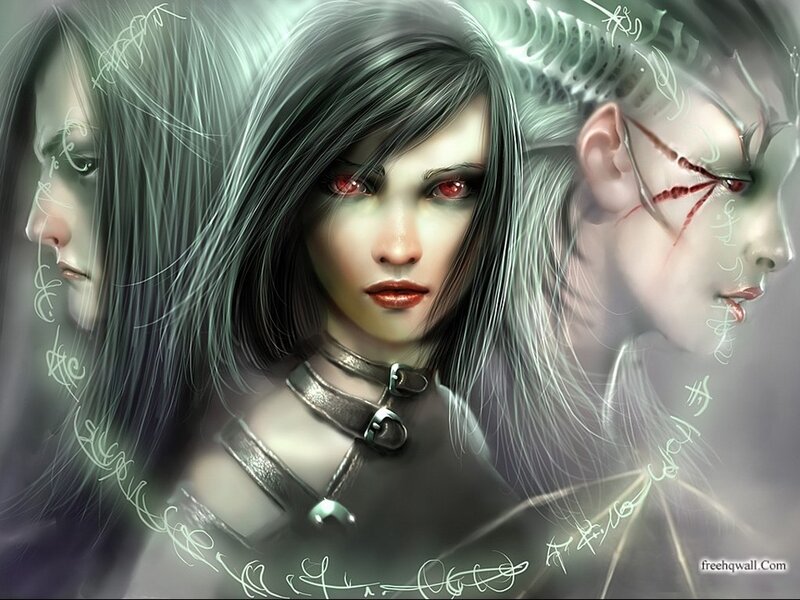 Woman with Red Eyes — Gray, Dramatic