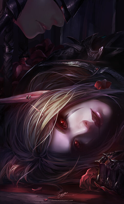 Woman with Red Eyes Lying