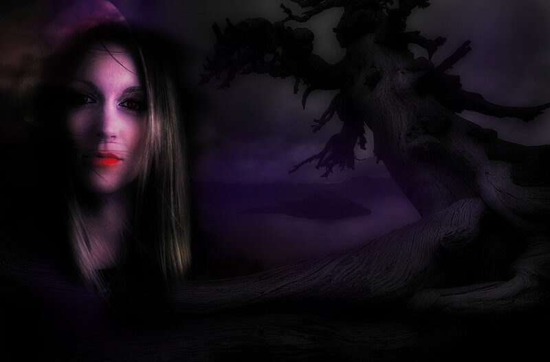 Woman with Red Eyes — Purple, Dark