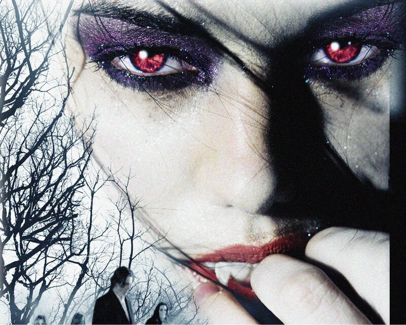 Woman with Red Eyes — White, Dramatic, Night