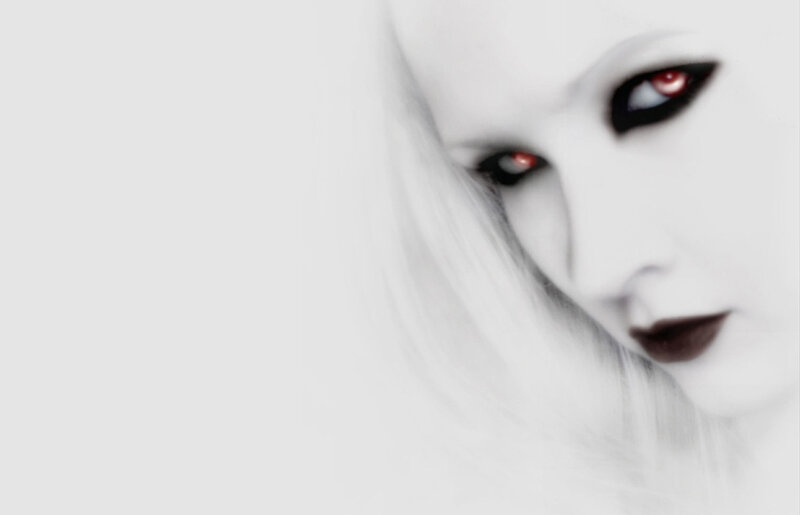 Woman with Red Eyes — White, Dramatic