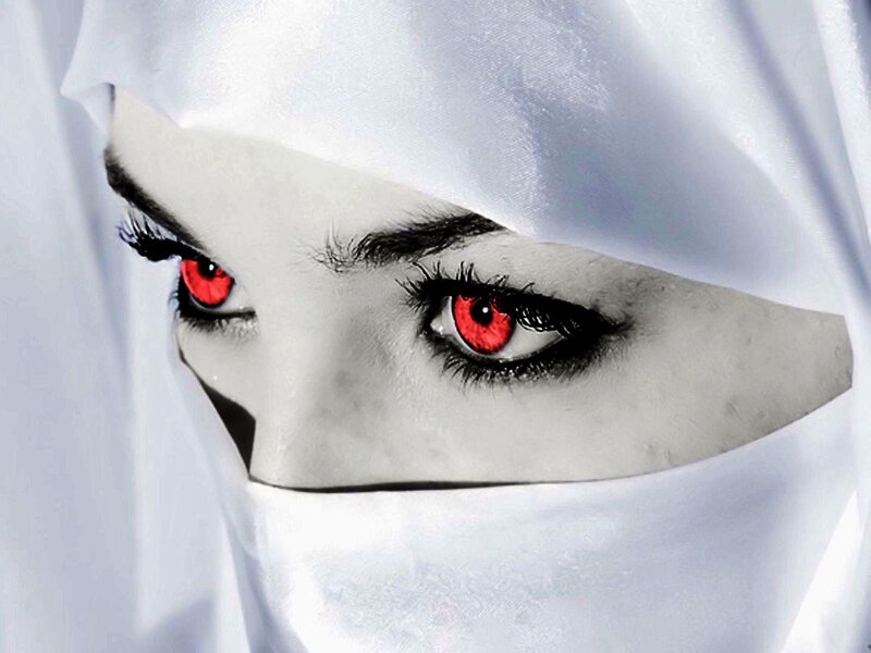 Woman with Red Eyes — White