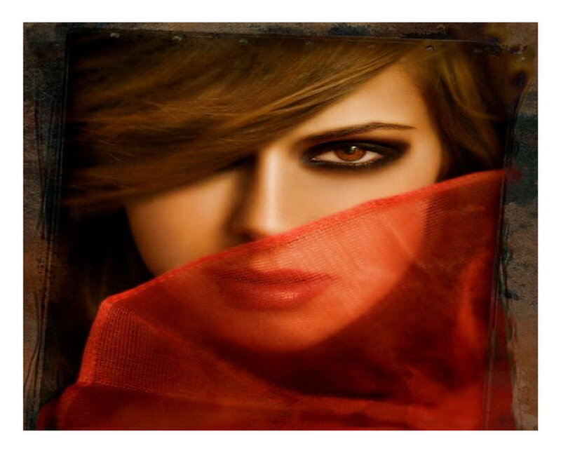 Woman with Red Fabric — Dramatic
