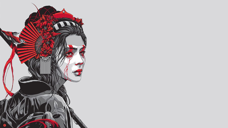 Woman with Red Face Paint — Dramatic, Digital Art, Fan