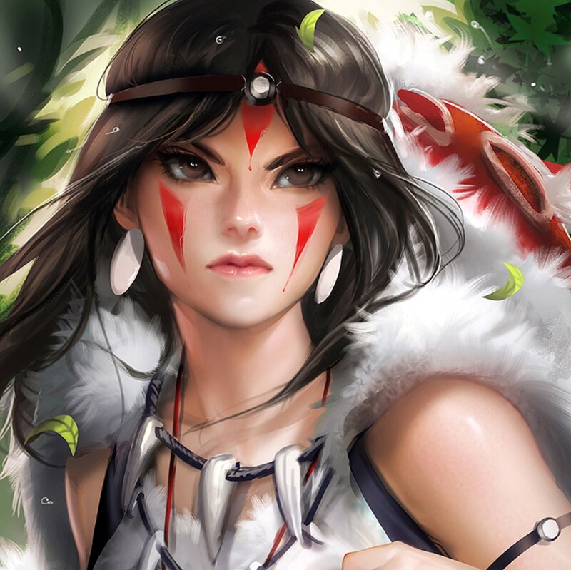 Woman with Red Face Paint — White