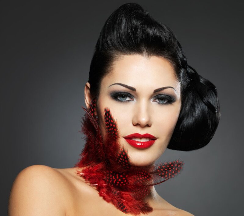 Woman with Red Feathers — Black
