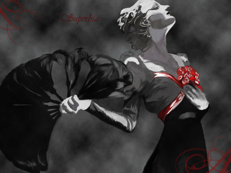 woman with red flower
