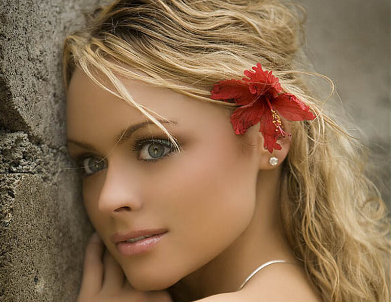 Woman with Red Flower — Blonde