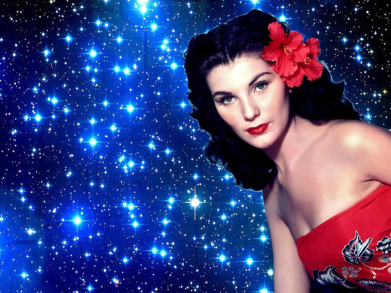 Woman with Red Flower — Blue, Dramatic