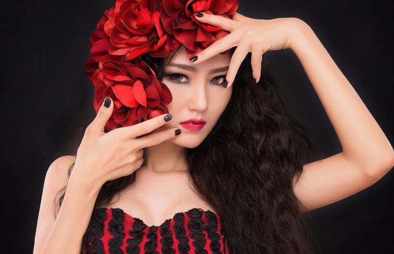 Woman with Red Flower Crown