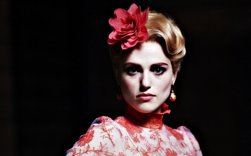 Woman with Red Flower — Dramatic, Photograph, Red Flower, Earrings