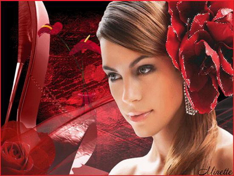 Woman with Red Flower — Dramatic, Photograph, Red Flower, High Heel