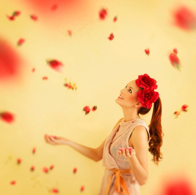 Woman with Red Flowers — Yellow