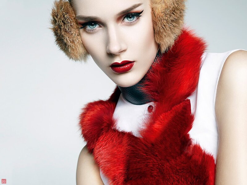 Woman with Red Fur Collar