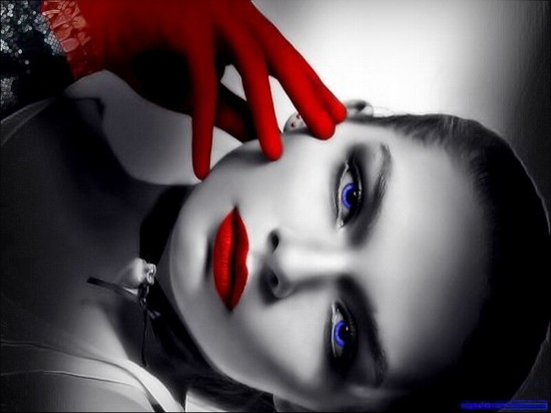 Woman with Red Gloves — Black