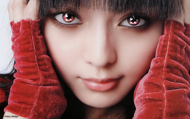 Woman with Red Gloves — Dramatic, Photograph, Eyes