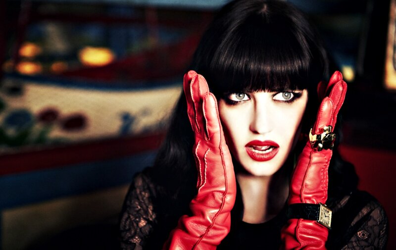 Woman with Red Gloves — Dramatic, Photograph, Watch