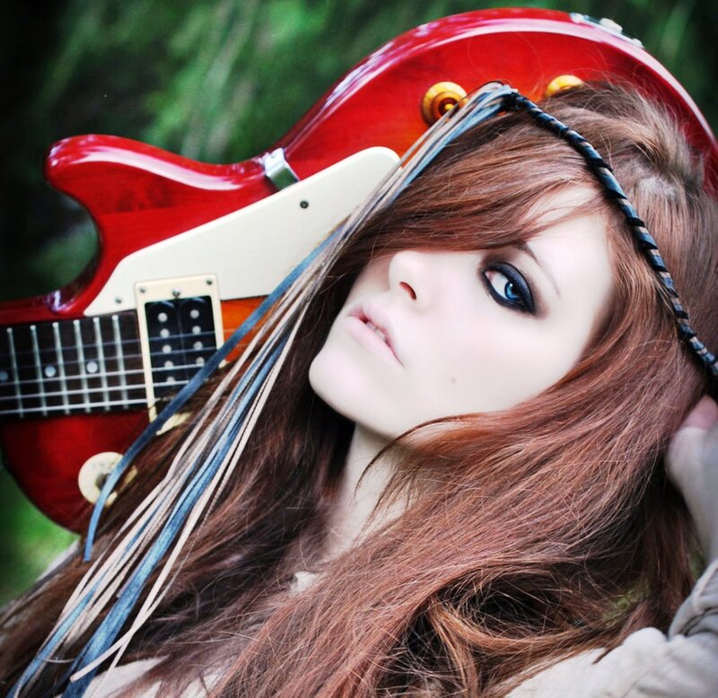 Woman with Red Guitar — Dramatic