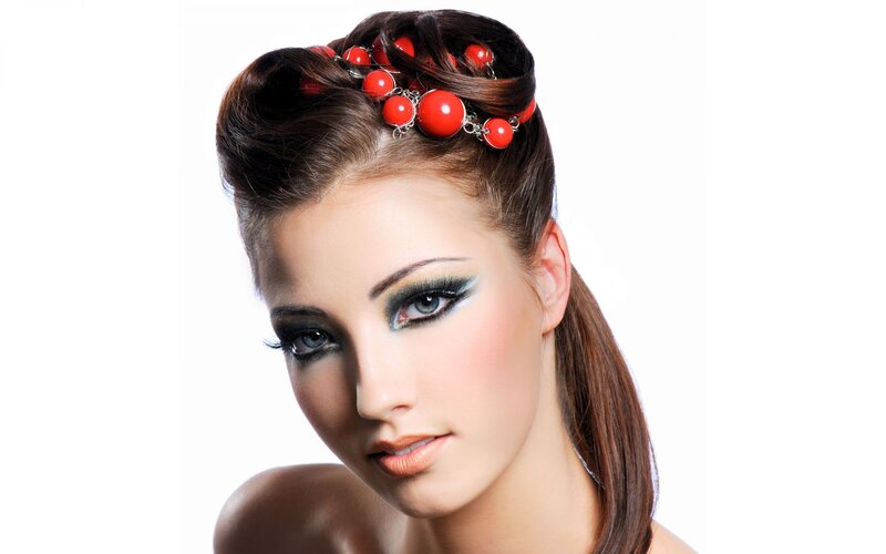 woman with red hair accessory