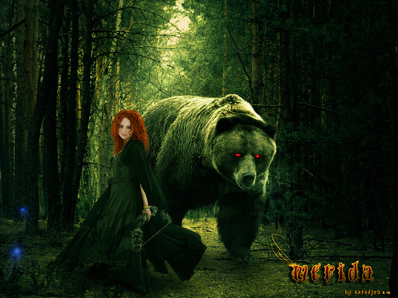 Woman with Red Hair and Bear