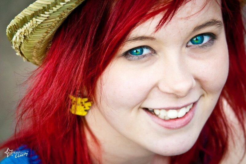 woman with red hair and blue eyes