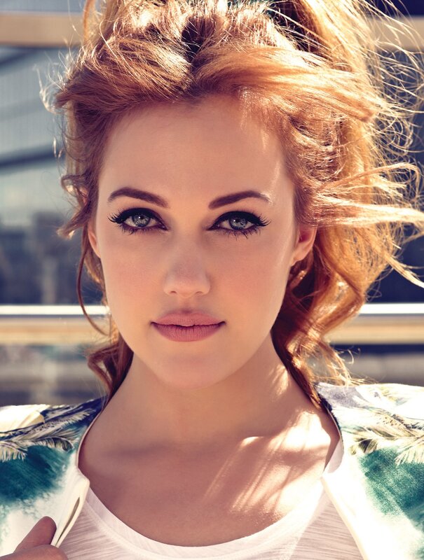 woman with red hair and blue eyes