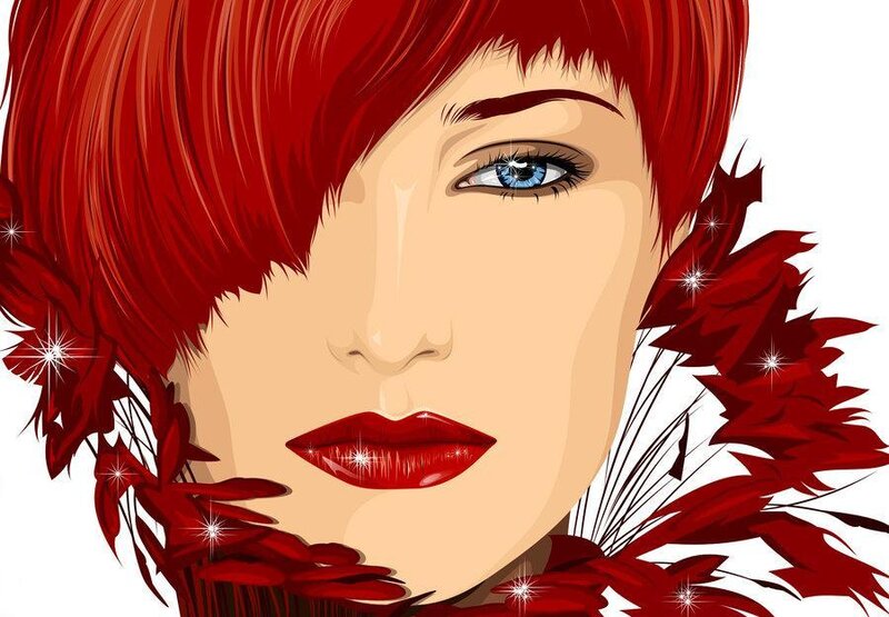 woman with red hair and blue eyes
