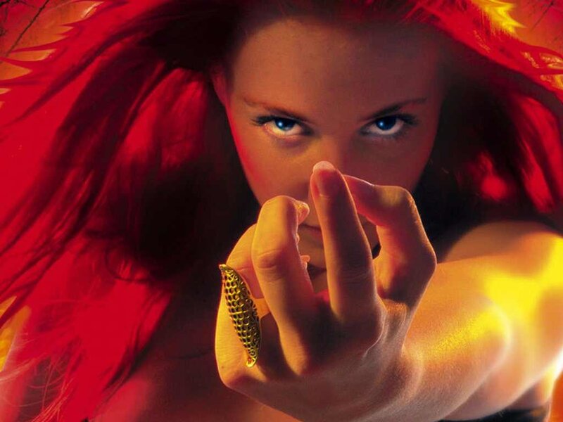 woman with red hair and blue eyes