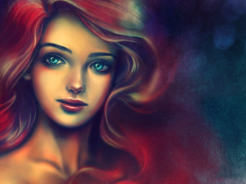 woman with red hair and blue eyes